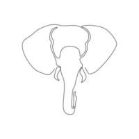 genomgående linje elefanthuvud. en rad konst av vild elefant. vektor illustration