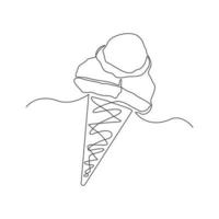 durchgehende Linienzeichnung köstlich frisch von Eistüte. einzelne einzeilige kunst der süßen eiscreme-gelato-wüste. Vektor-Illustration vektor