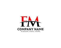 första bokstaven logotyp fm mall vektor design