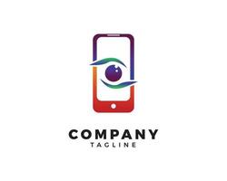 Smartphone-Logo-Design kombiniert mit Auge vektor