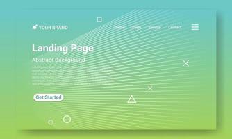 minimaler geometrischer Zielseiten-Website-Vorlagenvektor. Minimaler geometrischer Hintergrund mit grünem Farbverlauf und dynamischen Formen. Design für die Entwicklung von Websites und mobilen Websites. vektor
