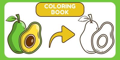 kawaii avocado hand gezeichnetes karikaturgekritzel-malbuch für kinder vektor