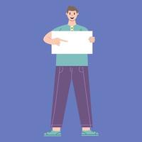 illustration vektorgrafik av mannen seriefigur med papper som håller pose i platt design. affärsidé. blå bakgrund. perfekt för företagsfrämjande, ledning, marknadsföring. vektor