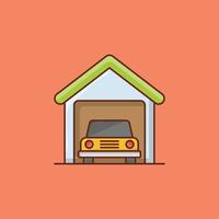 Garage-Vektor-Illustration auf einem Hintergrund. Premium-Qualitätssymbole. Vektorlinie flaches Farbsymbol für Konzept und Grafikdesign. vektor