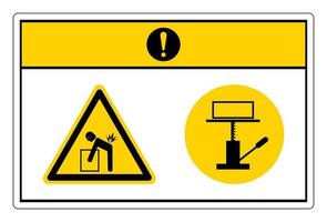 varning hissrisk använd mekanisk lyftsymbol tecken på vit bakgrund vektor