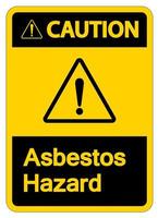 försiktighet asbest fara symbol tecken på vit bakgrund vektor
