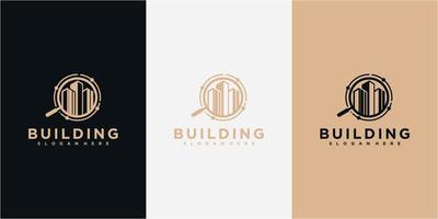 Suchen Sie nach Inspiration für das Design von Gebäudelogos. Suche nach Logo-Design, Gebäude-Logo-Design-Vorlage vektor