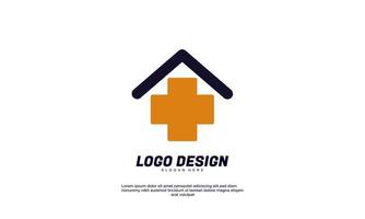 abstrakt kreativ logotyp för medicinskt eller hälsosamt hus med färgglad designmall vektor