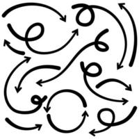 Hand gezeichneter Pfeil-Icon-Set isoliert auf weißem Hintergrund. Doodle-Vektor-Illustration. vektor