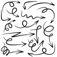 Hand gezeichneter Pfeil-Icon-Set isoliert auf weißem Hintergrund. Doodle-Vektor-Illustration. vektor