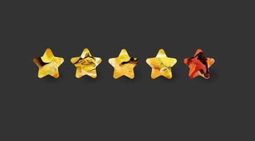 fem stjärnor, glänsande gula och rosa färger. kundbetyg feedback koncept från kunder om webbplatsanställda. för mobilapplikationer. vektor illustration