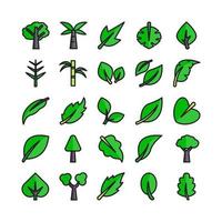 Bäume und Blätter Icon Set Vektor flache Linie für Website, mobile App, Präsentation, soziale Medien.