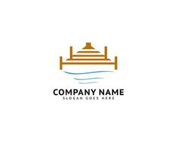 beach pier docka logotyp design vektor