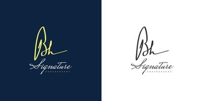 bh initial logotypdesign med handstil. bh signaturlogotyp eller symbol för bröllop, mode, smycken, boutique, botanisk, blommig och affärsidentitet vektor