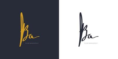 initial b och en logotypdesign med handstil. ba signaturlogotyp eller symbol för bröllop, mode, smycken, boutique och affärsidentitet vektor
