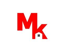 första bokstaven mk house fastighetslogotypdesign vektor