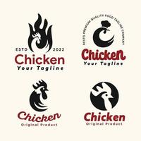 set sillhouete hähnchen logo vektor für unternehmen und restaurants