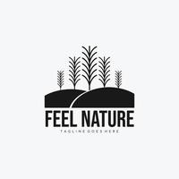 feel nature minimalistisk logotypmall. träd och kullar logotyp design. vektor illustration.