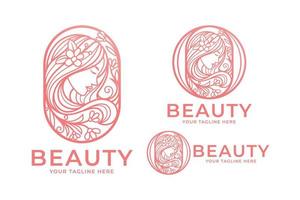 feminin skönhet kvinnor rosa logotyp mall vektor