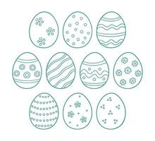 Ostereier als Symbol für den großen religiösen Feiertag. Satz von Vektorobjekten im Doodle-Stil vektor