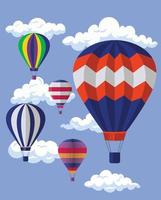 fliegende Heißluftballons bunt im blauen Himmel. vektor