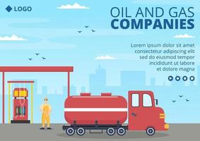flache designillustration der ölgasindustriebroschürenschablone editierbar vom quadratischen hintergrund für social media oder grußkarte vektor