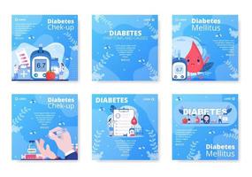 diabetestestande inlägg mall platt design illustration redigerbar av kvadratisk bakgrund lämplig för sjukvård sociala medier eller gratulationskort vektor