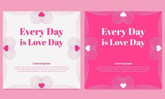 rosa kärlek alla hjärtans dag inläggsmall för sociala medier vektor