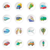 Transport Icons Set, Cartoon-Stil vektor