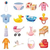 Baby Born Icons Set, Cartoon-Stil vektor