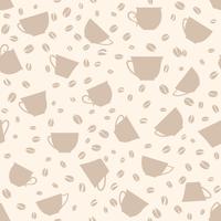 Kaffedryck sömlös bakgrund. Kaffebönor sömlöst mönster. vektor