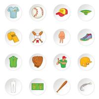 Baseball-Icons gesetzt, Cartoon-Stil vektor
