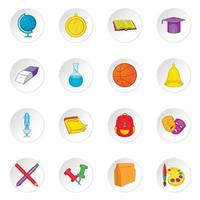 Schule Icons Set, Cartoon-Stil vektor