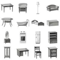 möbler och hushållsapparater ikoner set vektor