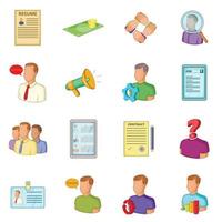 Human Resources Icons Set, flacher Stil vektor