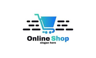 lager vektor vagn onlinebutik logotyp design mall illustration vektorgrafik av shopping och butik