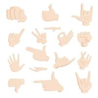 Handgesten-Icons Set, Cartoon-Stil vektor
