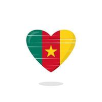kamerun-flagge geformte liebesillustration vektor
