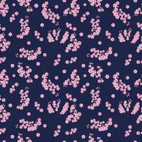 sakura blommor seamless mönster. vektor ändlösa mörkblå bakgrund med sakura blossom. vårdesign med blommiga inslag