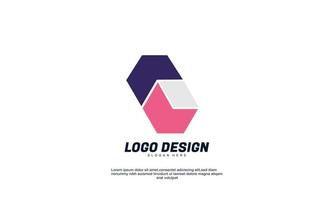 lager vektor abstrakt kreativ idé identitet isolerade modern logotyp för företag eller företag rosa marinblå färg med platt formgivningsmall