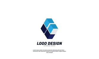 Lager Vektor abstrakte kreative Idee Identität isoliert modernes Logo für Unternehmen oder Unternehmen blaue marineblaue Farbe mit flacher Designvorlage