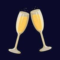 zwei funkelnde gläser champagner mit blasen vektor