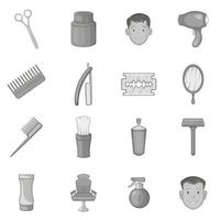 Barbershop-Icons Set, schwarz-monochromer Stil vektor