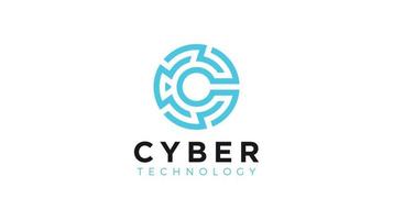 cyberteknik logotyp designmall vektor