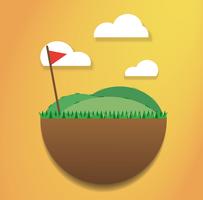 golf flagga på den gröna fältvektorn vektor