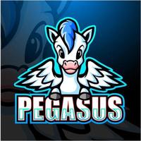 Pegasus-Maskottchen-Esport-Logo-Design vektor