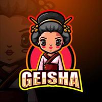 geisha-maskottchen-esport-logo-design vektor