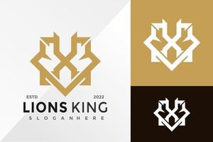 gyllene lejonhuvud varumärkesidentitet logotyp design vektor illustration mall