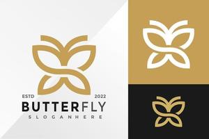 Schönheitslinie Schmetterlingslogo-Designvektor-Illustrationsschablone vektor