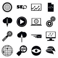 SEO-Icons gesetzt, einfacher Stil vektor